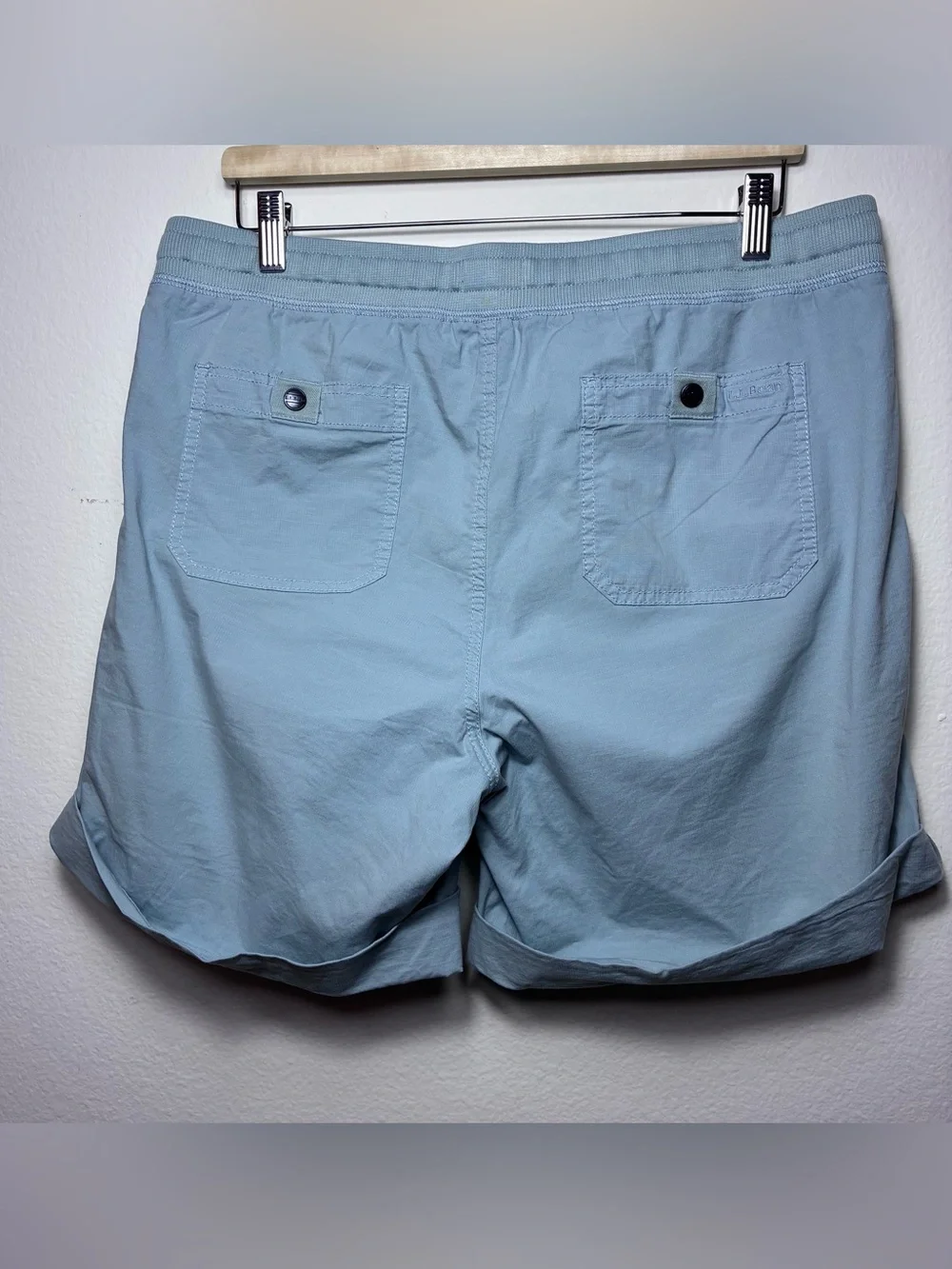 L.L.Bean Women’s Stretch Ripstop Pull-On Shorts Blue Size Large Outdoor 506768